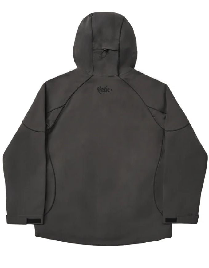Dark gray hooded jacket on a white background